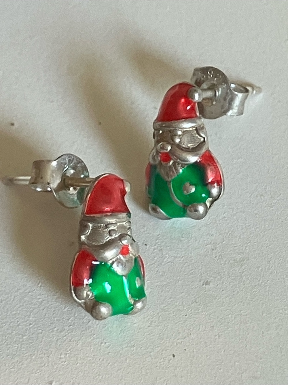 Sterling Silver Santa / Gnome Earrings